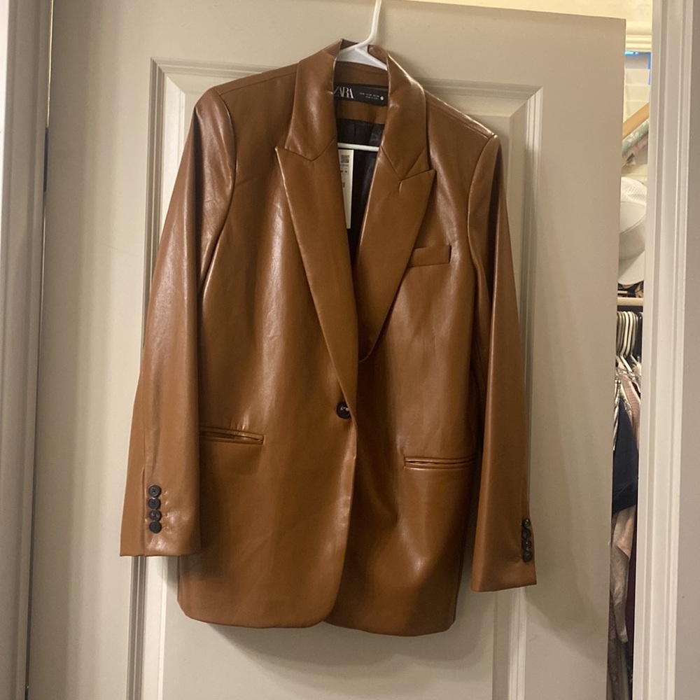 Faux Leather Blazer